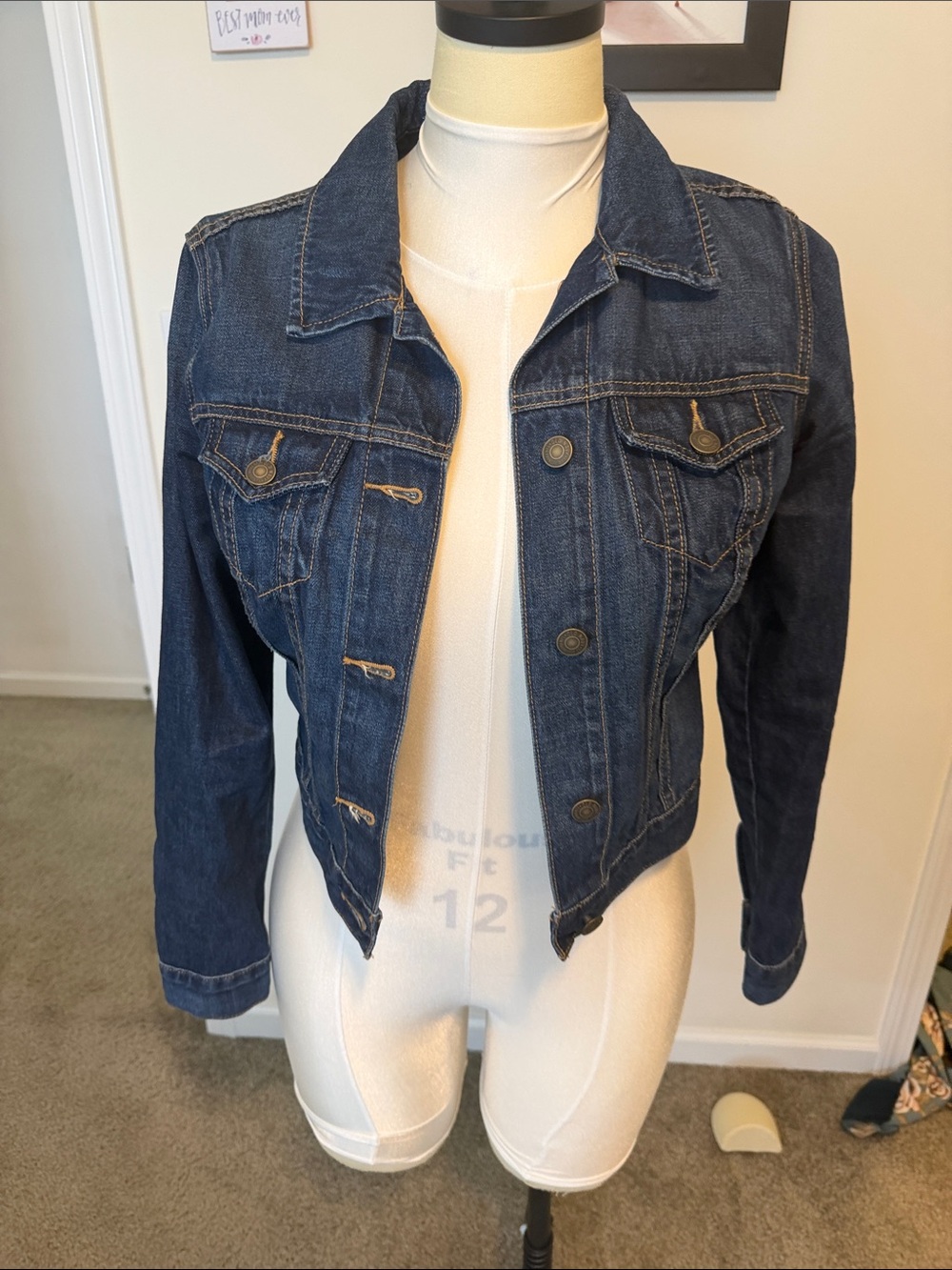 Classic Dark Blue Denim Jacket - Women